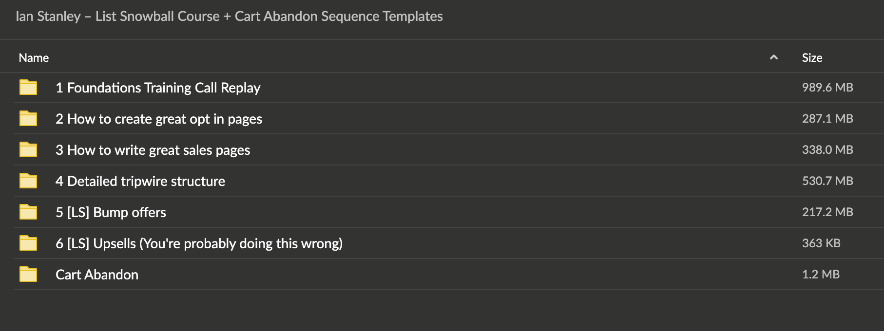 Ian Stanley – List Snowball Course + Cart Abandon Sequence Templates